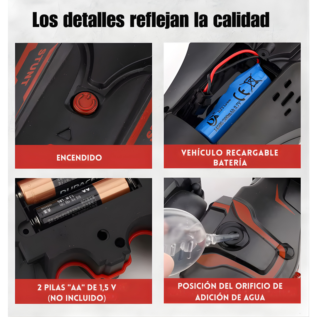 Auto RC Stunt 4WD con Control por Reloj y Gestos, Giro 360° y Luces LED