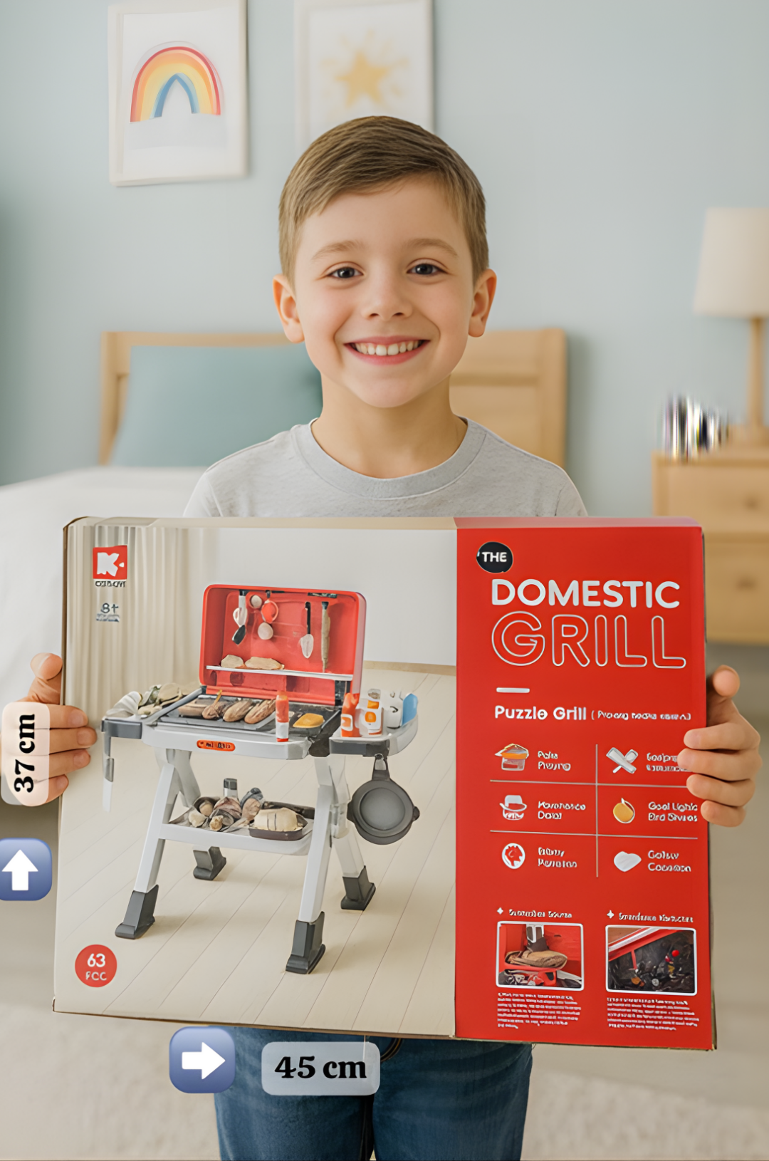 Parrilla Barbacoa Infantil 66 cm con Humo y Música | Cocina de Juguete DWI Dowellin