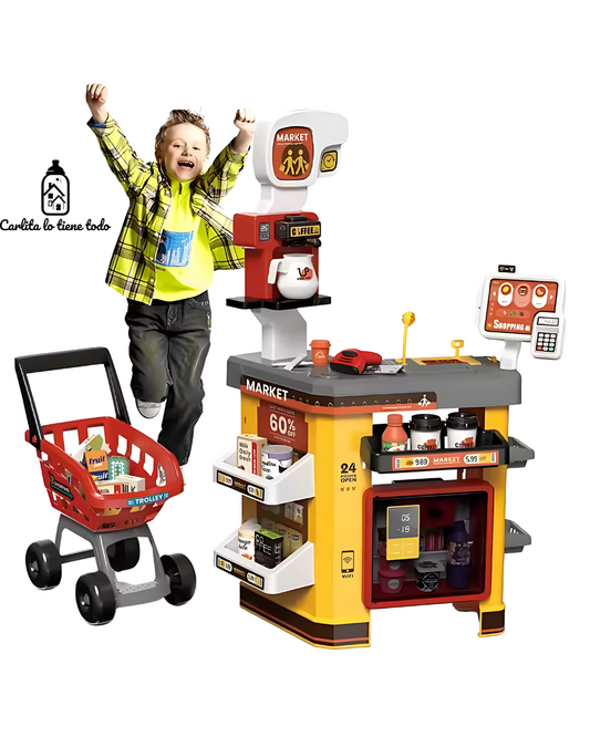 Supermercado Infantil de Juguete | Compacto con carrito, luces, sonidos y accesorios